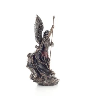 Ärkeängel Michael: Gudliknande, en av de första herrarna, med spjut 28,5 cm Veronese Brons Electrolysis Statue, Christian Verone