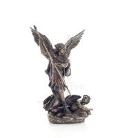Ärkeängel Michael: Gudliknande, en av de första herrarna, med spjut 28,5 cm Veronese Brons Electrolysis Statue, Christian Verone