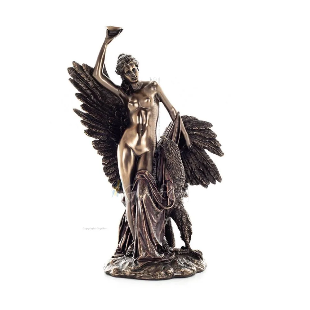 Ibe: The Goddess of Youth and Vitality & his Eagle 30cm Elektrolytisk brons Veronese staty i full längd, antikens Grekland Veron