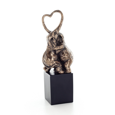 Elephant: symbol of strength, protection, wisdom and good luck, heart 17.5cm Veronese Bronze Electrolysis Full Body Statue Veron