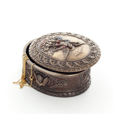 Jewelry box, jewelry box, The Deposition of Christ from the cross 13x12.5cm with Veronese bronze electrolysis, Christian Verones