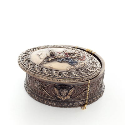 Jewelry box, jewelry box, The Deposition of Christ from the cross 13x12.5cm with Veronese bronze electrolysis, Christian Verones