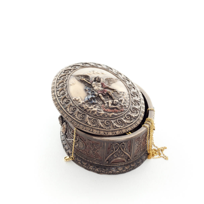 Jewelry box, jewelry box, The Deposition of Christ from the cross 13x12.5cm with Veronese bronze electrolysis, Christian Verones