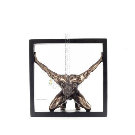 Kneeling Man in Frame 20.5cm Full-body statuette with Bronze Electrolysis by Veronese, Modern Decorative Veronese 1 - grifon.se 