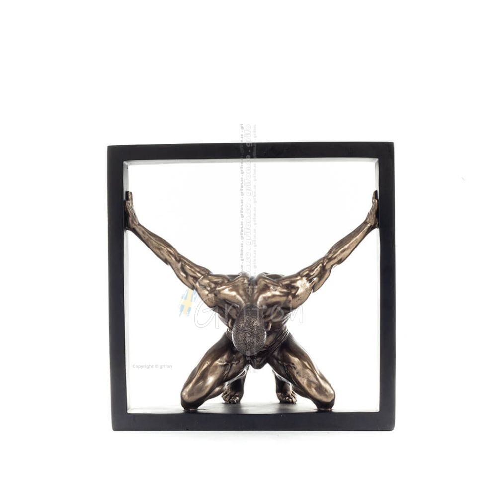 Άνδρας γονατιστός σε κορνίζα 20,5εκ Ολόσωμο αγαλματίδιο με Ηλεκτρόλυση μπρούτζου Veronese, Μοντέρνο Διακοσμητικό Βερονέζ 1 - gri