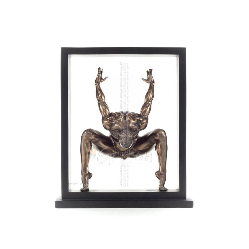 Man exercising within a frame 27cm Full-body statuette with Bronze Electrolysis by Veronese, Modern Decorative Veronese 1 - grif