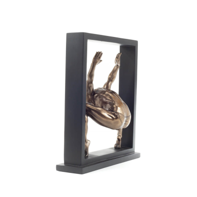 Man exercising within a frame 27cm Full-body statuette with Bronze Electrolysis by Veronese, Modern Decorative Veronese 3 - grif