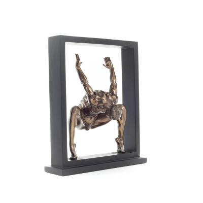 Man exercising within a frame 27cm Full-body statuette with Bronze Electrolysis by Veronese, Modern Decorative Veronese 6 - grif