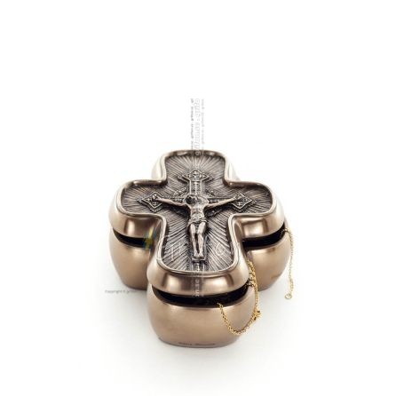 Σταυρός 13,5εκ Κοσμηματοθήκη, Μπιζουτιέρα, θήκη σαν κουτί για φύλαξη, Ολόσωμο άγαλμα με Ηλεκτρόλυση μπρούτζου Veronese Βερονέζ 1