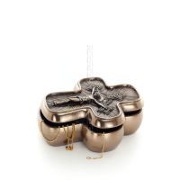 Σταυρός 13,5εκ Κοσμηματοθήκη, Μπιζουτιέρα, θήκη σαν κουτί για φύλαξη, Ολόσωμο άγαλμα με Ηλεκτρόλυση μπρούτζου Veronese Βερονέζ 2