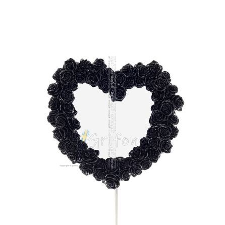 Hjärtformad spegel med rosor svart 39x37cm Veronese Brons Electrolysis Helkroppsstaty Veronese 1 - grifon.se