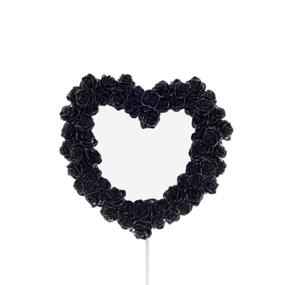 Καθρέπτης σχήμα καρδιά με τριαντάφυλλα μαύρο 39χ37εκ Ολόσωμο άγαλμα με Ηλεκτρόλυση μπρούτζου Veronese Βερονέζ 1 - grifon.se 