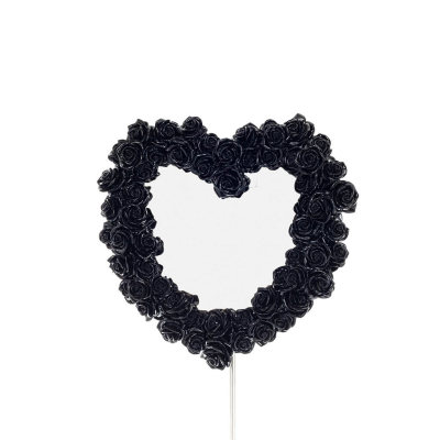 Hjärtformad spegel med rosor svart 39x37cm Veronese Brons Electrolysis Helkroppsstaty Veronese 2 - grifon.se 