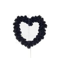 Καθρέπτης σχήμα καρδιά με τριαντάφυλλα μαύρο 39χ37εκ Ολόσωμο άγαλμα με Ηλεκτρόλυση μπρούτζου Veronese Βερονέζ 2 - grifon.se 