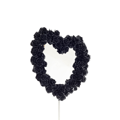 Hjärtformad spegel med rosor svart 39x37cm Veronese Brons Electrolysis Helkroppsstaty Veronese 7 - grifon.se 