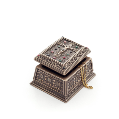 Crucifixion of Jesus Christ 10.5x6cm Jewelery box, Jewelery box, case like a box for storage, with Veronese Bronze Electrolysis 