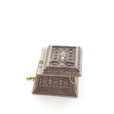 Crucifixion of Jesus Christ 10,5x6cm Smyckeskrin, Smyckeskrin, fodral som en låda för förvaring, med Veronese Bronze Elektrolys 