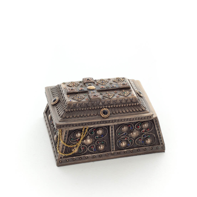 Medieval style jewelry box with the Cross 10x6cm Jewelry box, case like a box for storage with Veronese Bronze Electrolysis Vero