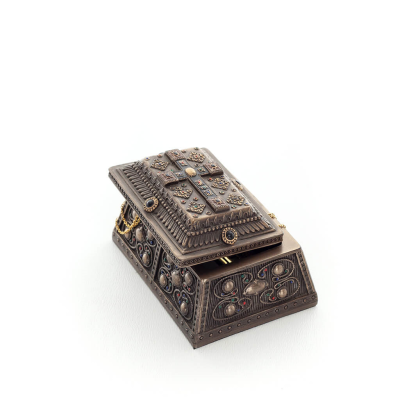 Medieval style jewelry box with the Cross 10x6cm Jewelry box, case like a box for storage with Veronese Bronze Electrolysis Vero