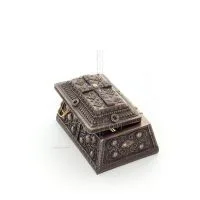 Smyckeskrin i medeltida stil med Cross 10x6cm smyckeskrin, fodral som en låda för förvaring med Veronese Bronze Electrolysis Ver