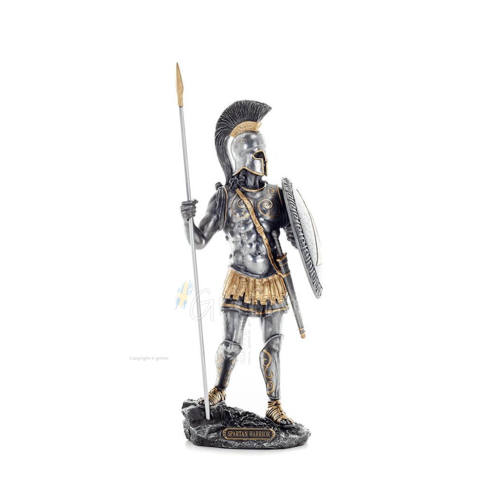 Spartan Warrior 36cm AS Half Gold Veronese Bronze Electroplating Full Body Statue, Ancient Greece Veronese 1 - grifon.se 