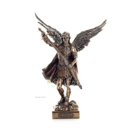 Ärkeängeln Michael: Gudliknande, en av de första herrarna 34,5 cm Veronese Bronze Electrolysis Helkroppsstaty, Christian Verones