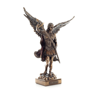 Ärkeängeln Michael: Gudliknande, en av de första herrarna 34,5 cm Veronese Bronze Electrolysis Helkroppsstaty, Christian Verones