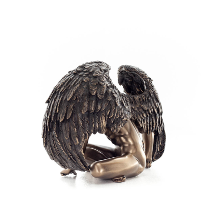 Sorgfull ängel 20x14 cm Veronese brons galvaniserad helkroppsstaty, modern dekorativ Veronese 3 - grifon.se 