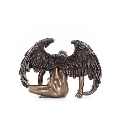 Sorgfull ängel 20x14 cm Veronese brons galvaniserad helkroppsstaty, modern dekorativ Veronese 4 - grifon.se 