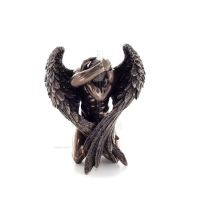 Kneeling Angel with Half-closed Wings Hiding His Head with His Hands 16cm Full-body Statue with Bronze Electroplating by Verones