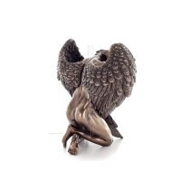 Kneeling Angel with Half-closed Wings Hiding His Head with His Hands 16cm Full-body Statue with Bronze Electroplating by Verones