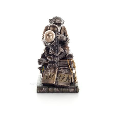 Chimpanzee Scholar Jewelry Box, Jewelry Box, Box-like Case for Storage 17.5cm Veronese Bronze Electrolysis Full Body Statue Vero