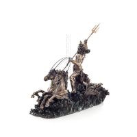 Poseidon: The God of the Sea, Earthquakes, Earth, Storms and Words in a Chariot 19cm Full Body Veronese Bronze Electrolysis Stat