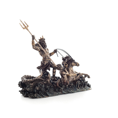 Ποσειδώνας: Ο Θεός της θάλασσας, σεισμών, γης, τρικυμίας και λόγων σε άρμα 19εκ Ολόσωμο άγαλμα με Ηλεκτρόλυση μπρούτζου Veronese