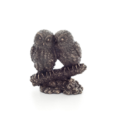 Pair of owls on a branch 13cm Veronese Electrolytic Bronze Full Body Statue Veronese 1 - grifon.se 
