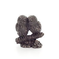 Pair of owls on a branch 13cm Veronese Electrolytic Bronze Full Body Statue Veronese 1 - grifon.se 