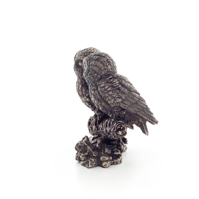 Pair of owls on a branch 13cm Veronese Electrolytic Bronze Full Body Statue Veronese 2 - grifon.se 