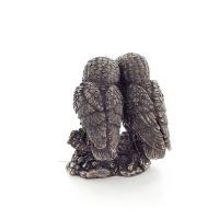 Pair of owls on a branch 13cm Veronese Electrolytic Bronze Full Body Statue Veronese 3 - grifon.se 