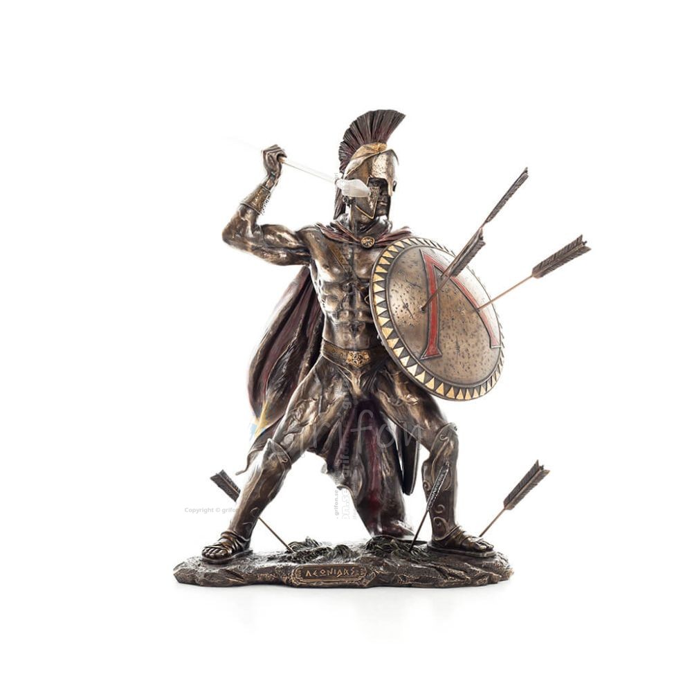 Leonidas: The King of Sparta with Arrows Color 50cm Full Length Veronese Bronze Electrolysis Statue, Ancient Greece Veronese 1 - Leonidas: The King of Sparta with Arrows Color 50cm Full Length Veronese Bronze Electrolysis Statue, Ancient Greece Veronese 1 -