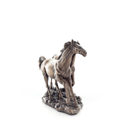 Horse or Equine, two free horses running in nature, 28 cm. Full-body statuette with bronze electroplating Veronese Veronese 4 - 