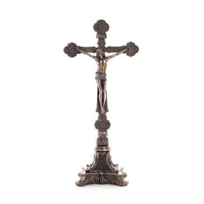 Cross of Jesus Christ on a base 33x15.5cm Full body statue with Veronese Bronze Electrolysis Veronese 1 - grifon.se 