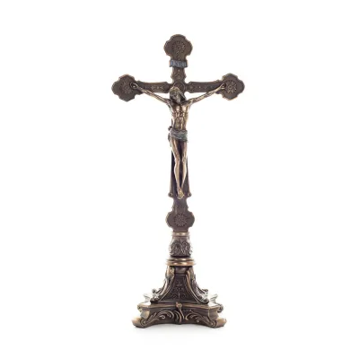 Jesu Kristi kors på en bas 33x15.5 cm helkroppsstaty med Veronese bronselektrolys Veronese 1 - grifon.se 