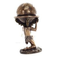 Atlas eller Atlas, Titan: The Leader of the Titanids 23,5 cm Veronese brons galvaniserad helkroppsstaty, antikens Grekland Veron