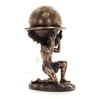 Atlas eller Atlas, Titan: The Leader of the Titanids 23,5 cm Veronese brons galvaniserad helkroppsstaty, antikens Grekland Veron