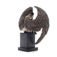 Sittande ängel på bas med halvöppna vingar 66 cm Helkroppstaty Figurin med Bronselektrolys Veronese, Andlig Veronese 4 - grifon.