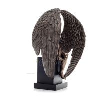 Seated Angel on base with half-opened wings 66cm Full-body statue Figurine with Bronze Electrolysis Veronese, Spiritual Veronese