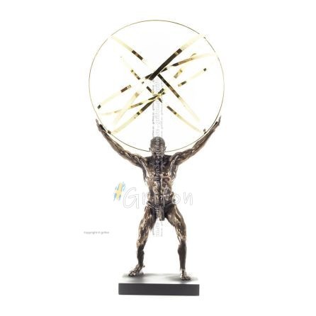 Atlas eller Atlas, Titan: The Leader of the Titanids 50,5 cm Veronese brons galvaniserad helkroppsstaty, antikens Grekland Veron