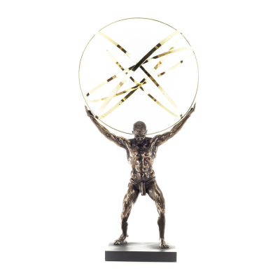 Atlas eller Atlas, Titan: The Leader of the Titanids 50,5 cm Veronese brons galvaniserad helkroppsstaty, antikens Grekland Veron