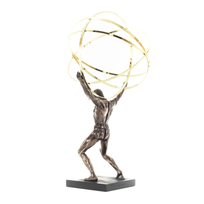 Atlas eller Atlas, Titan: The Leader of the Titanids 50,5 cm Veronese brons galvaniserad helkroppsstaty, antikens Grekland Veron