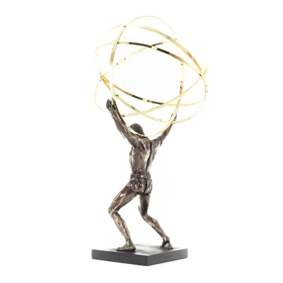 Atlas eller Atlas, Titan: The Leader of the Titanids 50,5 cm Veronese brons galvaniserad helkroppsstaty, antikens Grekland Veron